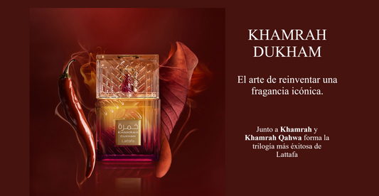 Khamrah Dukhan de Lattafa: el arte de reinventar una fragancia icónica.
