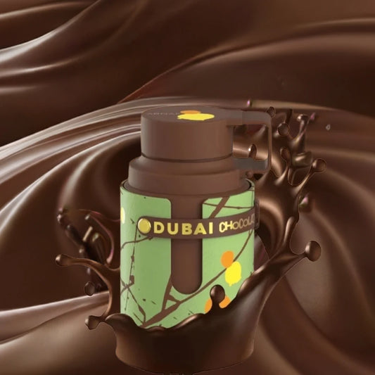 Odyssey Dubai Chocolat de Armaf, fragancia gourmand oriental con café, pistacho, chocolate y caramelo. Dulce y lujosa.