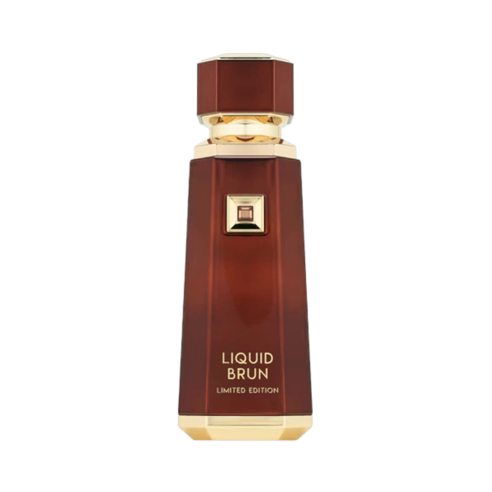 Liquid Brun Limited Edition de French Avenue, fragancia ámbarada amaderada con cardamomo, lavanda y cítricos sobre flor de azahar, gaiac y rosa, y un fondo de vainilla, ámbar, tonka y musgo de roble. Elegante y envolvente.