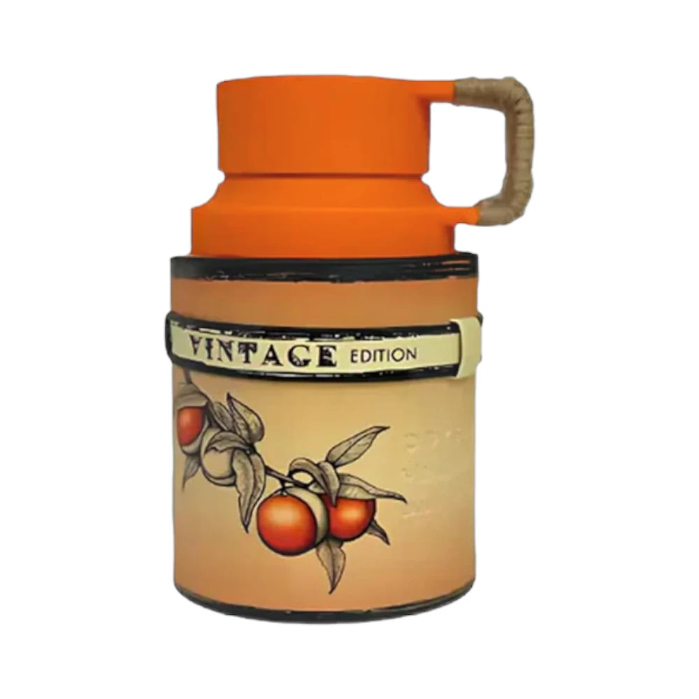 Odyssey Mandarin Sky Vintage Edition de Armaf, fragancia ambarada especiada con apertura cítrica, corazón especiado-floral y fondo amaderado con ámbar. Elegante y versátil.