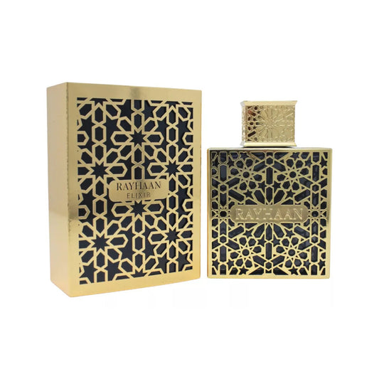 Rayhaan Elixir de Rayhaan, fragancia aromática ambarada con menta, benjuí y vainilla. Elegante y atemporal.