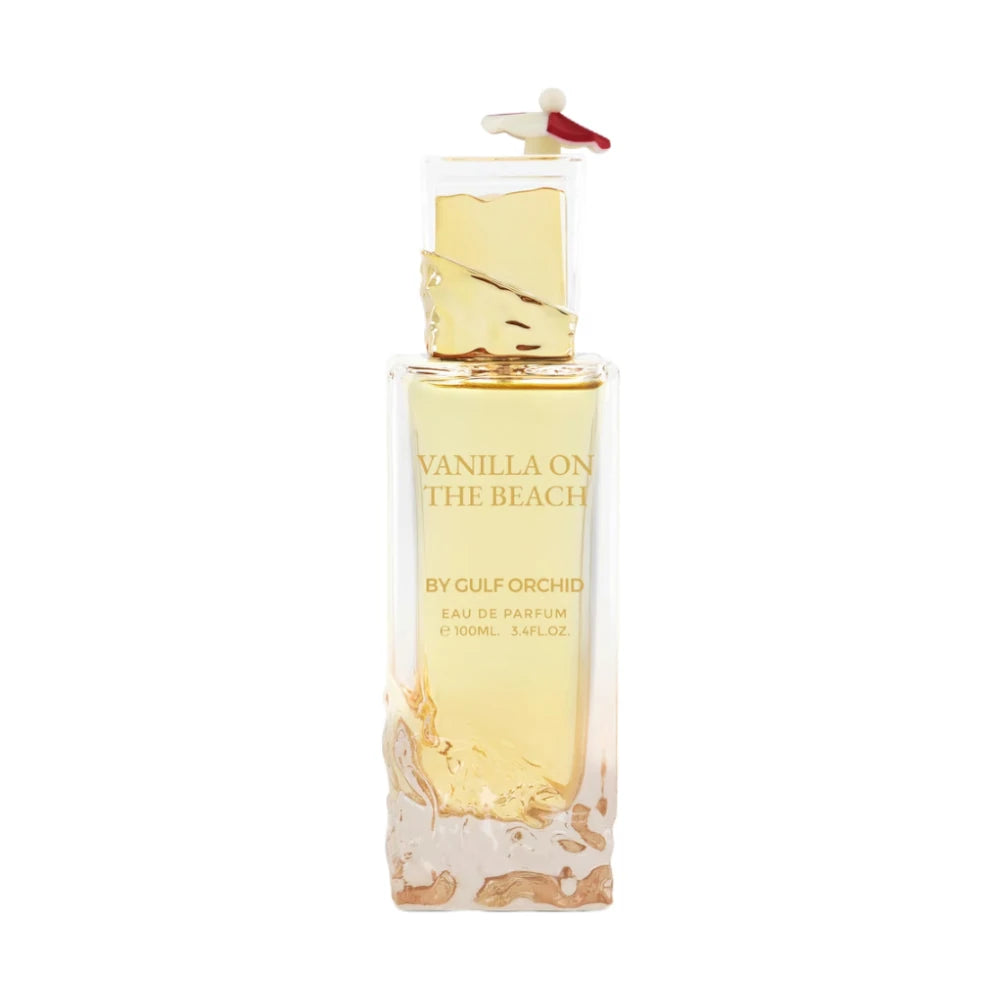 Perfume Vanilla on the Beach de Gulf Orchid, frasco de 100 ml, fragancia ámbar vainilla con licor, frutas y especias.