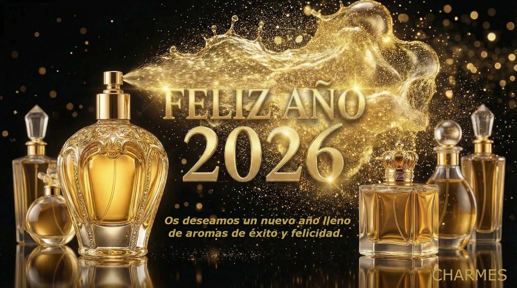 Perfumes Árabes Charmes os desea Feliz Año 2026