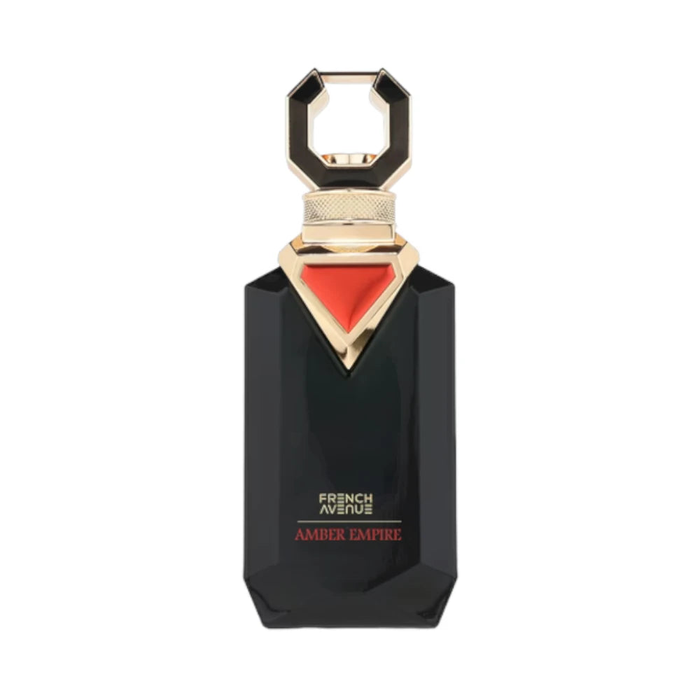 Amber Empire de French Avenue, fragancia ambarada amaderada con salida cálida, corazón resinoso y fondo cremoso y envolvente. Elegante y masculina.