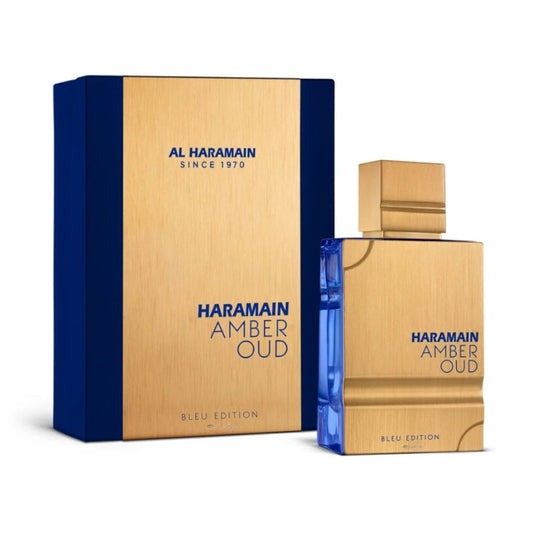 Amber Oud Bleu Edition de Al Haramain, fragancia cítrica y amaderada con menta, jazmín e incienso. Una propuesta elegante, fresca y con carácter moderno.