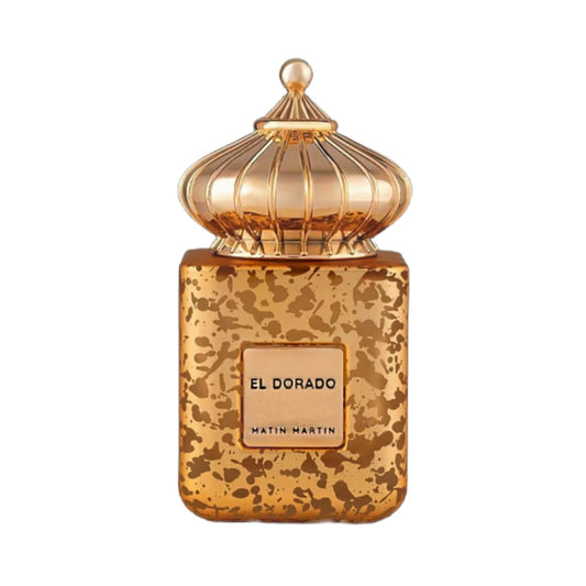 El Dorado de Matin Martin, fragancia floral frutal con salida frutal luminosa, corazón floral aterciopelado y fondo suave de sándalo, rosa y almizcle. Elegante.