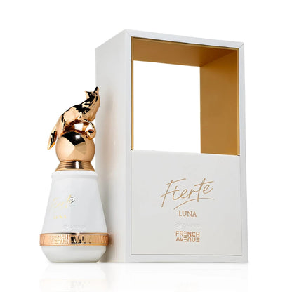 Fierte Luna de French Avenue, fragancia ámbar especiada con lavanda, bergamota y limón, miel, canela, jazmín, cachemira, vainilla, hojas de tabaco y haba tonka. Envolvente y sensual.