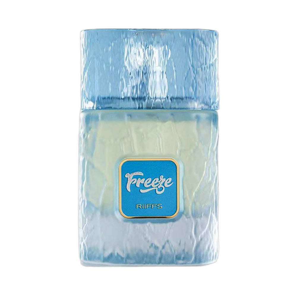 Freeze de Riiffs Perfumes, fragancia aromática cítrica con menta, cítricos, nieve, hielo, jengibre, té, salvia, Ambermax™, peonía y cedro. Fresca y energizante.