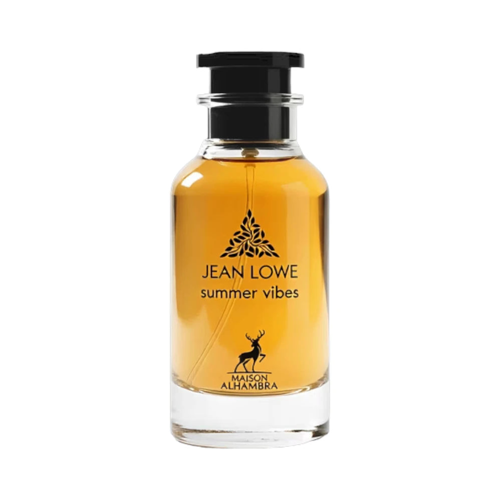 Jean Lowe Summer Vibes de Maison Alhambra, fragancia cítrico aromática con salida fresca, corazón herbal y fondo afrutado suave con almizcle. Luminosa y veraniega.