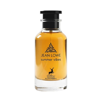 Jean Lowe Summer Vibes de Maison Alhambra, fragancia cítrico aromática con salida fresca, corazón herbal y fondo afrutado suave con almizcle. Luminosa y veraniega.