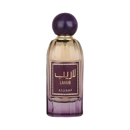 Laraib de Asdaaf, fragancia floral vainilla con violeta, rosa y vainilla. Delicada, suave y envolvente.