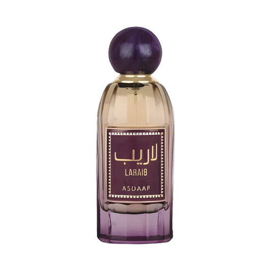 Laraib de Asdaaf, fragancia floral vainilla con violeta, rosa y vainilla. Delicada, suave y envolvente.