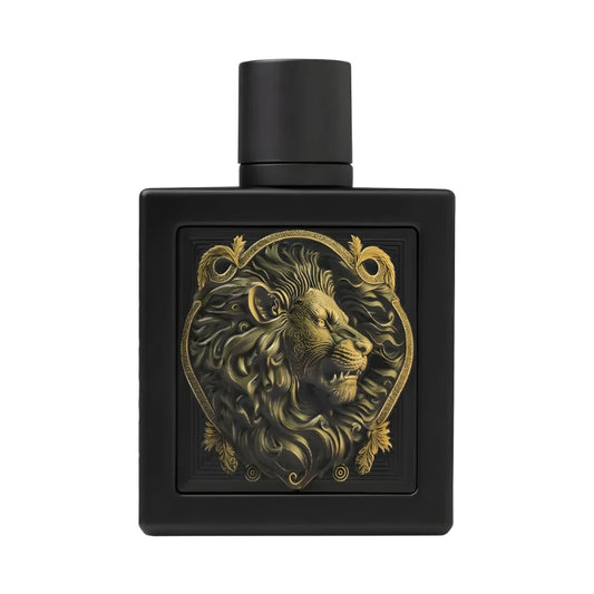 Lion de Rayhaan, fragancia ambarada aromática con lavanda, canela, vainilla y ámbar. Potente y sofisticada.