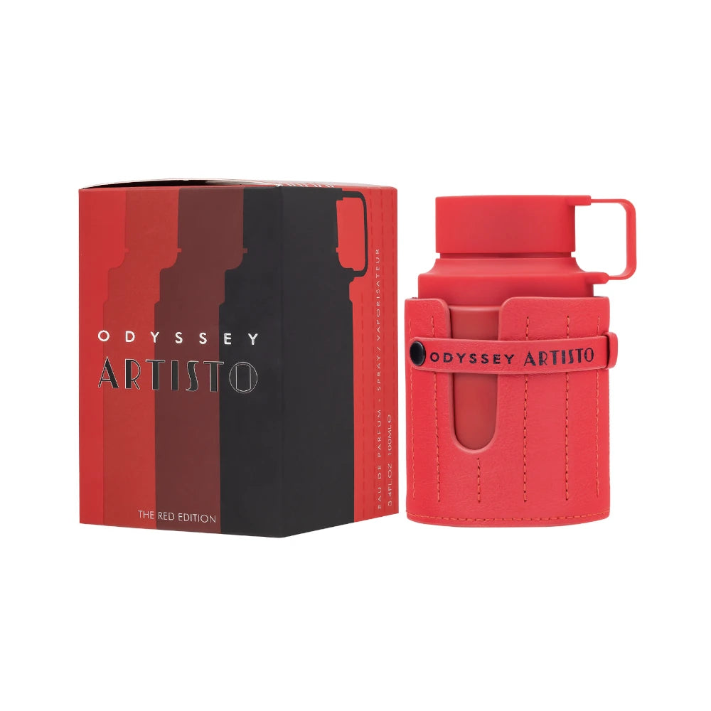 Odyssey Artisto de Armaf, fragancia tropical y especiada con fondo gourmand. Ideal para quienes buscan un aroma creativo, dulce y con carácter.