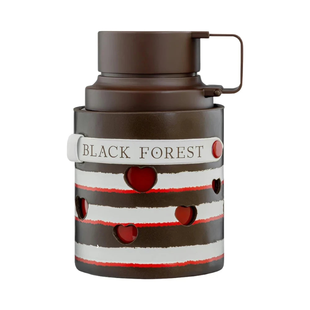 Odyssey Black Forest de Armaf, fragancia gourmand ambarada con cereza, miel, praliné y vainilla. Dulce y elegante