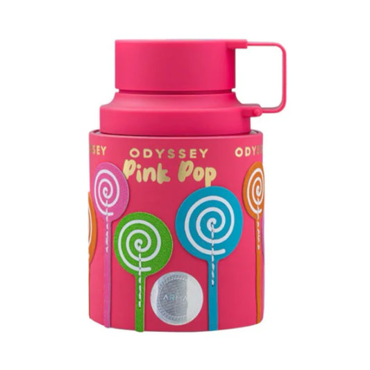 Odyssey Pink Pop de Armaf, fragancia floral gourmand con frutas rojas y cítricos, corazón suave gourmand y fondo de vainilla, almizcle y ámbar. Coqueta y dulce.