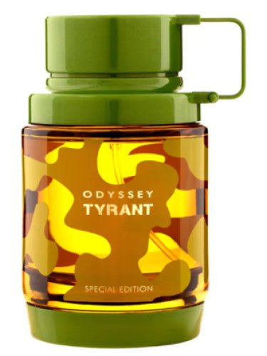 Frasco de perfume Odyssey Tyrant Special Edition de Armaf, diseño robusto y elegante que refleja una fragancia cítrica, especiada y amaderada de gran carácter.