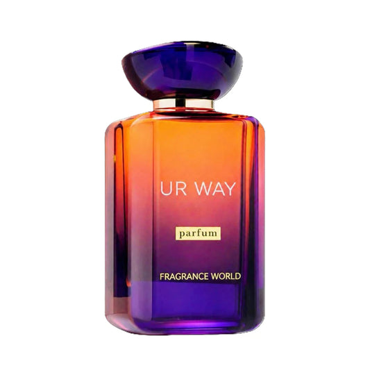 Ur Way de Fragrance World, fragancia floral con salida cítrica, corazón de nardo y ambreta y fondo de almizcle, vainilla y cedro. Femenina y envolvente.