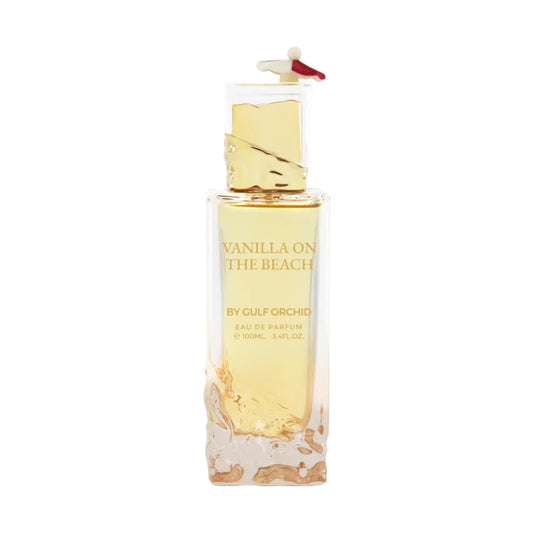Perfume Vanilla on the Beach de Gulf Orchid, frasco de 100 ml, fragancia ámbar vainilla con licor, frutas y especias.