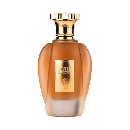 Voux Elegante de Paris Corner, fragancia ambarada especiada con lavanda y bergamota, corazón cálido y fondo de vainilla, tabaco y haba tonka. Sofisticada.