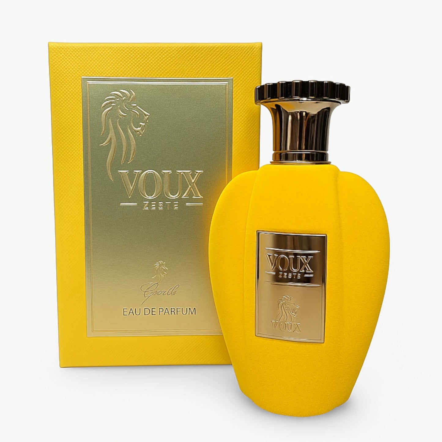 Frasco de perfume Voux Zeste de Paris Corner que simboliza frescura cítrica, energía vibrante y dulzura envolvente en un diseño elegante.