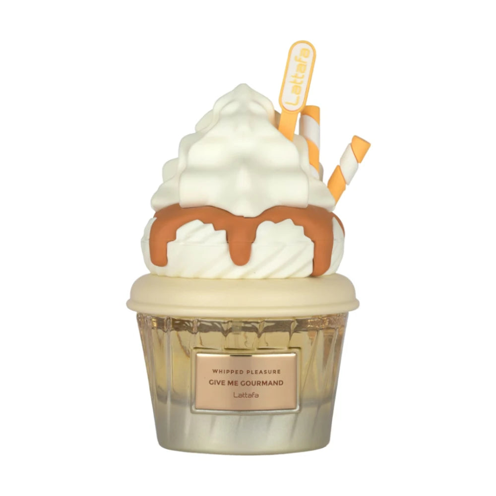Whipped Pleasure de Lattafa Perfumes es un perfume ámbarado gourmand con palomitas dulces, caramelo salado y leche cremosa sobre tonka, benjuí y almizcle.